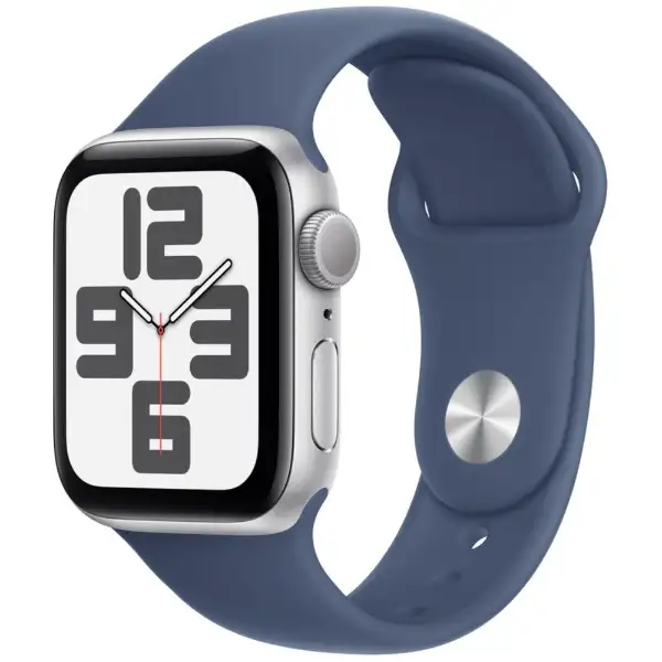 Apple Watch SE（GPSモデル）40mmシルバーアルミニウムケース/デニムスポーツバンド